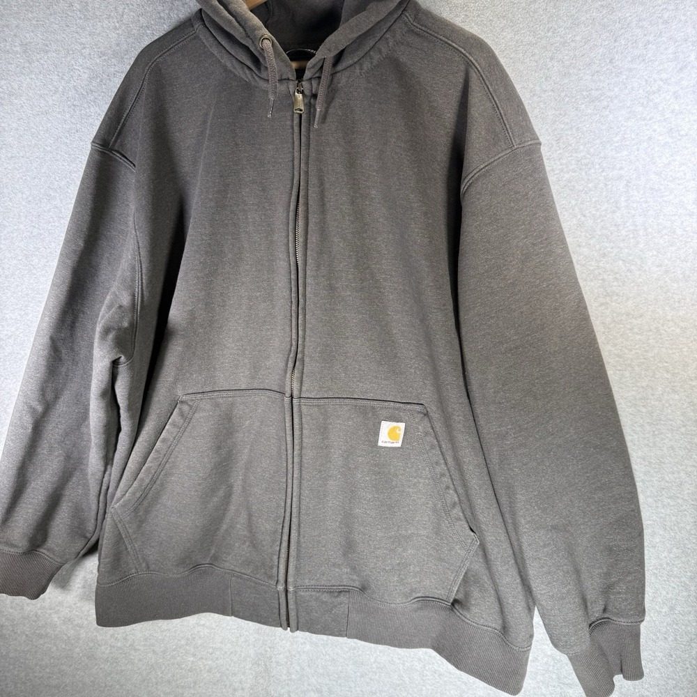 Carhartt Men's Loose Fit Rain Defender Size 3XL Gray Heavyweight Full Zip Hoodie - Picture 3 of 10